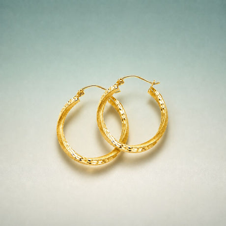 Italian 14K yellow and white gold hoop earrings in polished and textured finishes