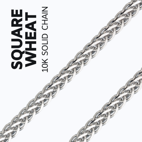 10K White Gold Square Wheat