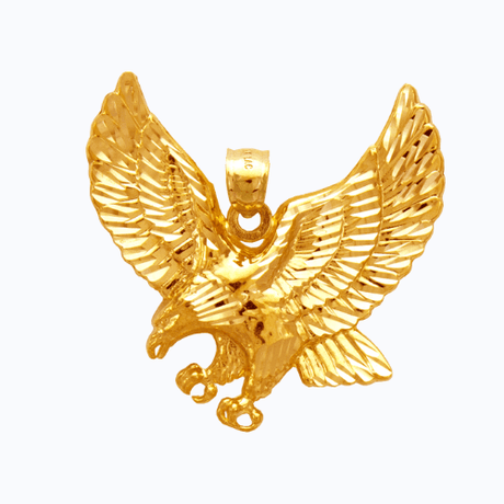 Golden eagle pendant from the animal pendant jewelry collection, showcasing intricate detail and artistry.