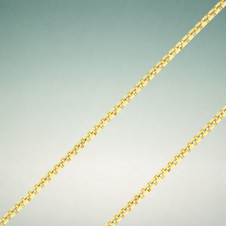 10K yellow gold box diamond cut chain showing faceted square links with light-catching finish