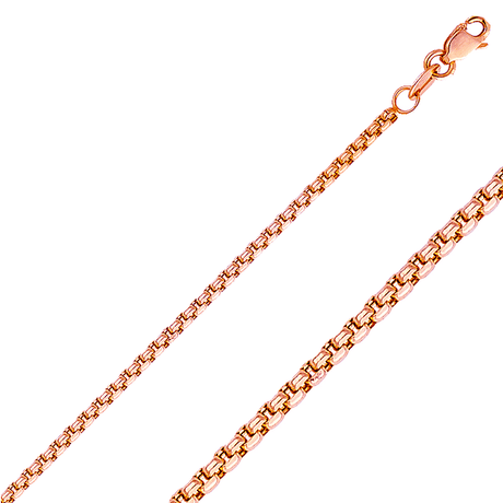 Italian 14K rose gold chains, bracelets, and pendants with a warm rosy tone
