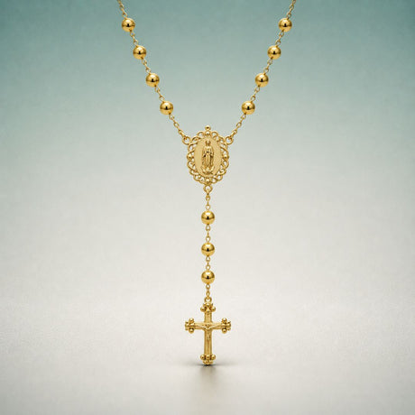 Solid 14K gold rosary and religious necklace collection, Italian made | ItalianFashions