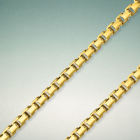 10K yellow gold hollow box chain necklace, Italian made | ItalianFashions