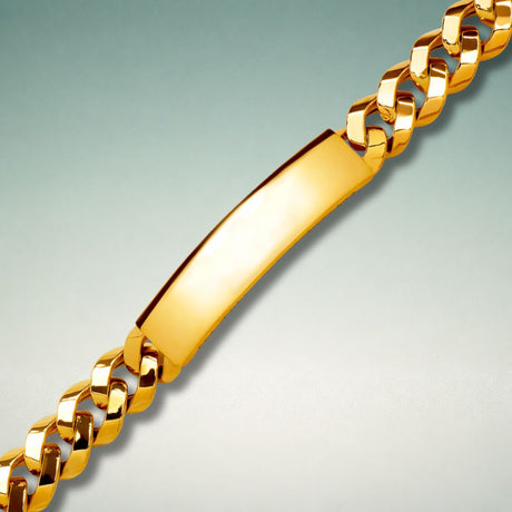 Men's solid 14K yellow and white gold pave curb ID bracelet, Italian made | ItalianFashions