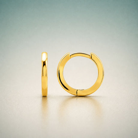 Italian 10K and 14K gold huggie hoop earrings in polished and textured finishes