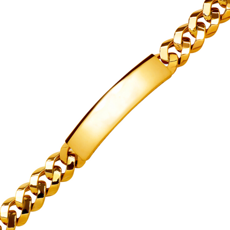 Men's solid 14K yellow and white gold pave curb ID bracelet, Italian made | ItalianFashions