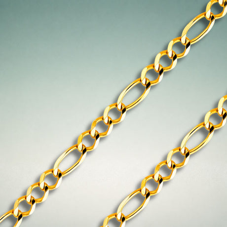 Italian solid 10K and 14K gold chains for men in Cuban link, Figaro, and rope styles
