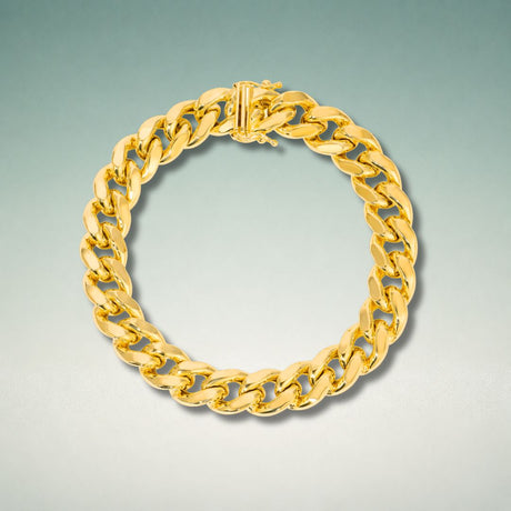 Italian 10K and 14K gold Miami Cuban bracelets with a bold oversized-link design