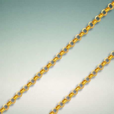 Italian 10K and 14K gold rolo chains in classic round-link designs