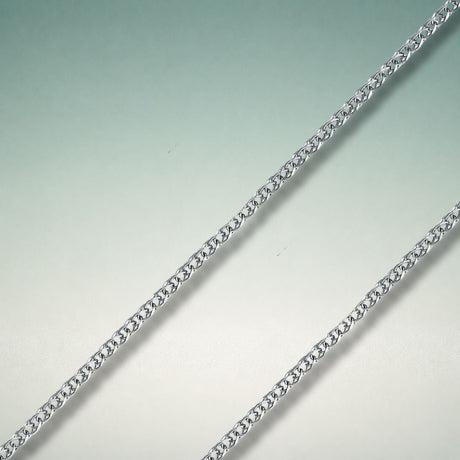 14K white gold open wheat chain necklace with diamond-cut braided links | Italian made | ItalianFashions