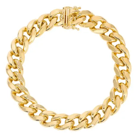 Italian 10K and 14K gold bracelets for men in Cuban link, ID, and Figaro styles