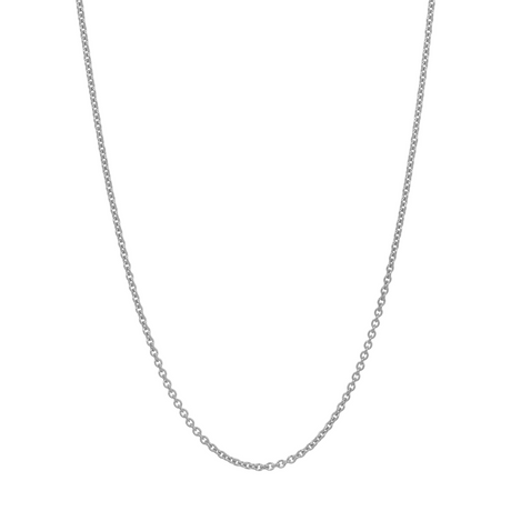 Delicate or bold, this 14K solid white gold rolo chain (0.75mm-1.1mm) adds a touch of elegance.