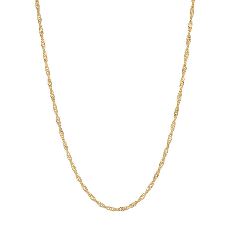 Cadena SINGAPUR con corte de diamante de 1,10 mm - 1,50 mm de oro amarillo o blanco macizo REAL de 14 quilates 