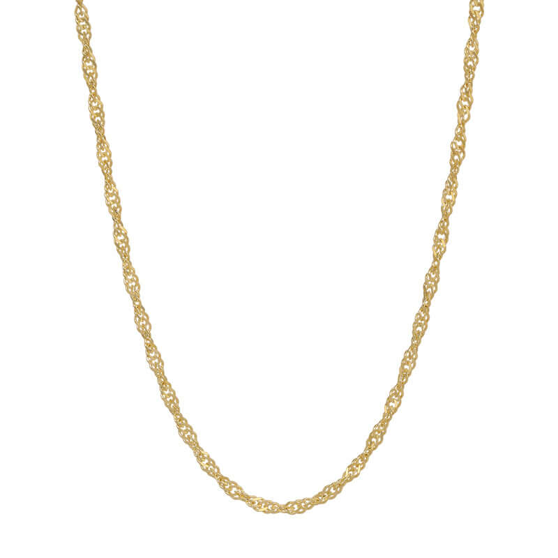 Cadena SINGAPUR con corte de diamante de 1,10 mm - 1,50 mm de oro amarillo o blanco macizo REAL de 14 quilates 