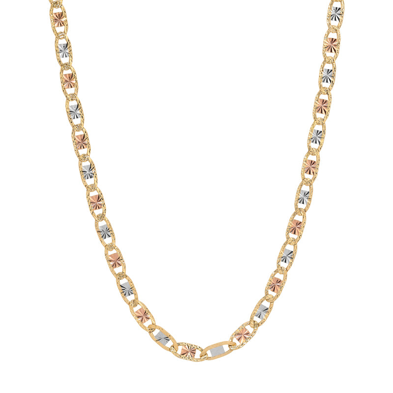 Diamond Cut Valentino Chain in 10K REAL Solid Yellow Two-Tone Gold | Italian Fashions