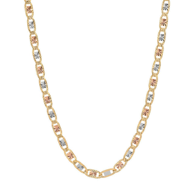 Diamond Cut Valentino Chain in 10K REAL Solid Yellow Two-Tone Gold | Italian Fashions