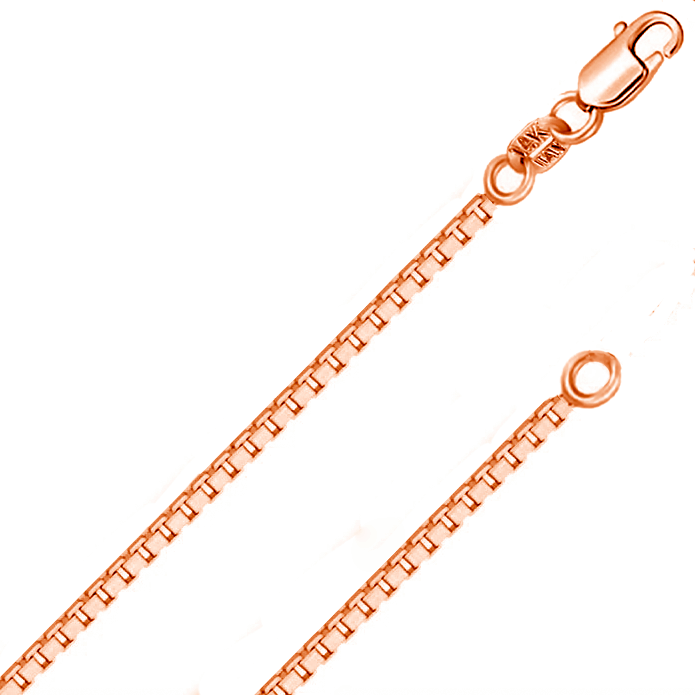 14K REAL Solid Yellow or White Gold 0.6mm-2.5mm 4 Sides Diamond Cut Box Chain