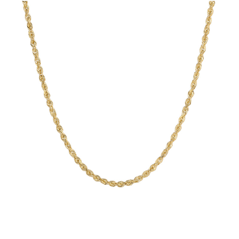 Real 14K yellow gold diamond-cut rope chain by Italian Fashions