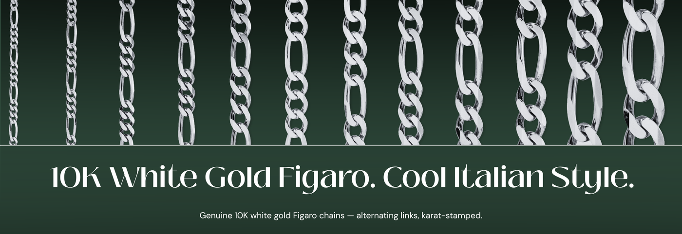 Italian 10K white gold Figaro chains
