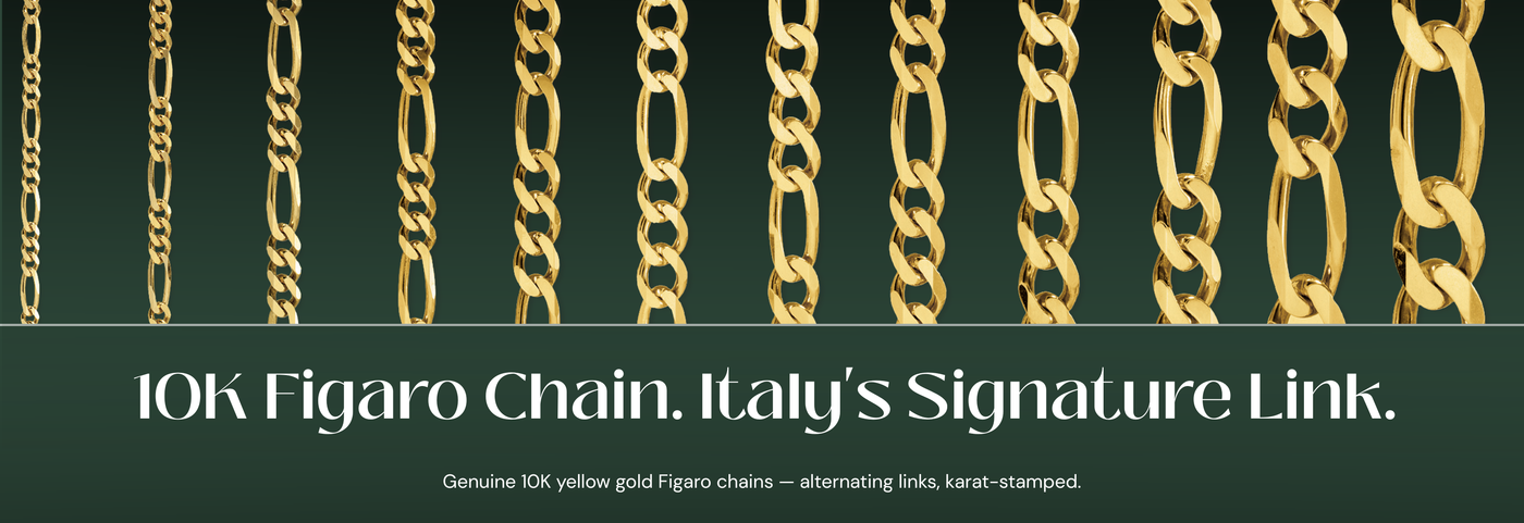 Italian 10K yellow gold Figaro chains