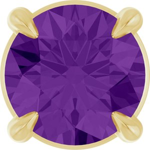 14K Gold Round Natural Amethyst Solitaire Slide Necklace or Pendant