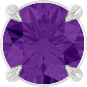 Platinum Round Natural Amethyst Solitaire Slide Necklace or Pendant