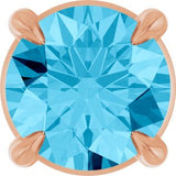 14K Gold Round Natural Aquamarine Solitaire Slide Necklace or Pendant