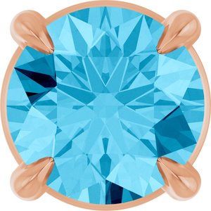 14K Gold Round Natural Aquamarine Solitaire Slide Necklace or Pendant
