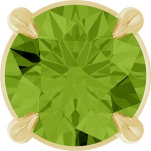 14K Gold Round Natural Peridot Solitaire Slide Necklace or Pendant
