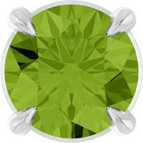 Platinum Round Natural Peridot Solitaire Slide Necklace or Pendant