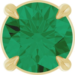 14K Gold Round Lab-Grown Emerald Solitaire Slide Necklace or Pendant