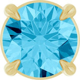 14K Gold Round Natural Aquamarine Solitaire Slide Necklace or Pendant