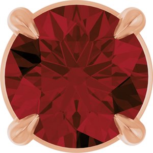 14K Gold Round Natural Mozambique Garnet Solitaire Slide Necklace or Pendant