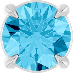 14K Gold Round Natural Aquamarine Solitaire Slide Necklace or Pendant