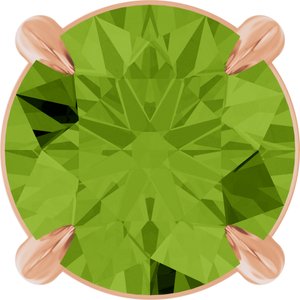 14K Gold Round Natural Peridot Solitaire Slide Necklace or Pendant