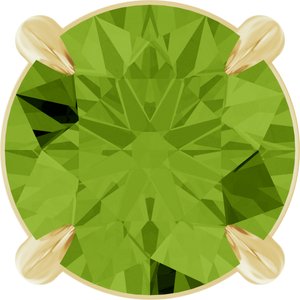 14K Gold Round Natural Peridot Solitaire Slide Necklace or Pendant