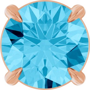 14K Gold Round Natural Aquamarine Solitaire Slide Necklace or Pendant