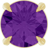 14K Gold Round Natural Amethyst Solitaire Slide Necklace or Pendant