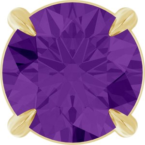 14K Gold Round Natural Amethyst Solitaire Slide Necklace or Pendant