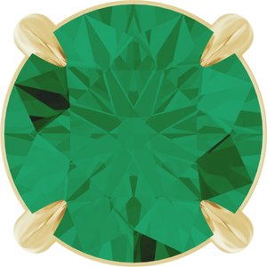 14K Gold Round Lab-Grown Emerald Solitaire Slide Necklace or Pendant