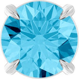 Platinum Round Natural Aquamarine Solitaire Slide Necklace or Pendant