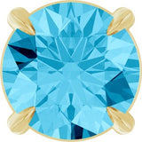 14K Gold Round Natural Aquamarine Solitaire Slide Necklace or Pendant