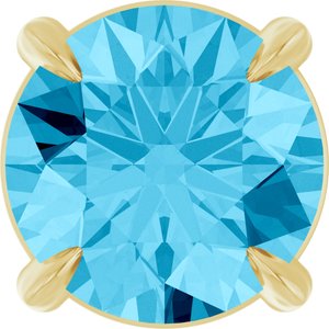 14K Gold Round Natural Aquamarine Solitaire Slide Necklace or Pendant