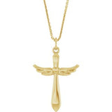 14K Gold Angel Wing Cross Necklace or Pendant