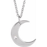 14K Gold Round Natural Diamond Crescent Moon Necklace or Pendant – 0.01 CTW