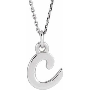 14K Gold Initial C Petite Necklace or Pendant
