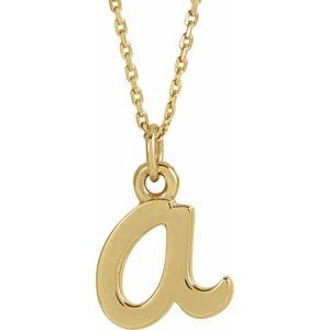 14K Gold Initial A Petite Necklace or Pendant