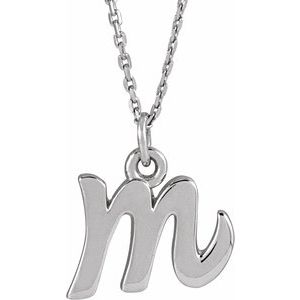 14K Gold Initial M Petite Necklace or Pendant