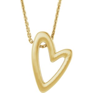 14K Gold Elongated Heart Necklace or Pendant