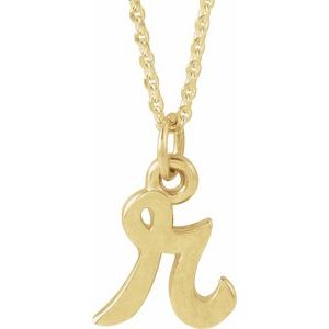 14K Gold Initial R Petite Necklace or Pendant